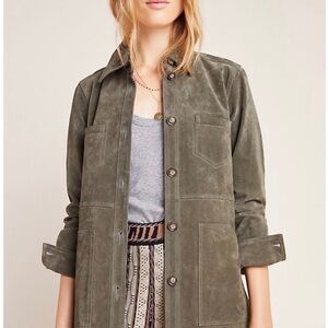 Anthropologie Moss Green Suede Jacket